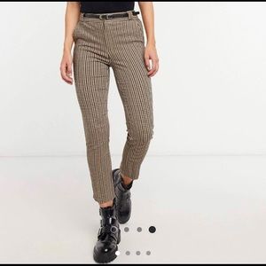 Stradivarius tailored pants in brown plaid